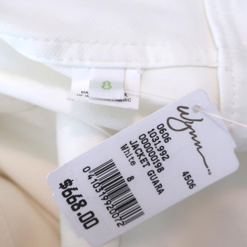 Charles Chang Lima Wrap Jacket White Stretch Cotton Size 8 - Celebrity Owned