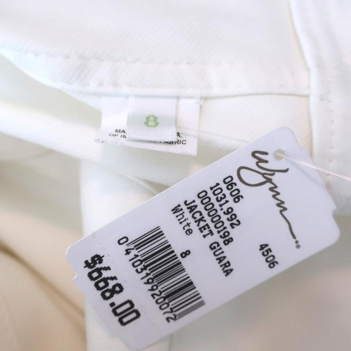 Charles Chang Lima Wrap Jacket White Stretch Cotton Size 8 - Celebrity Owned