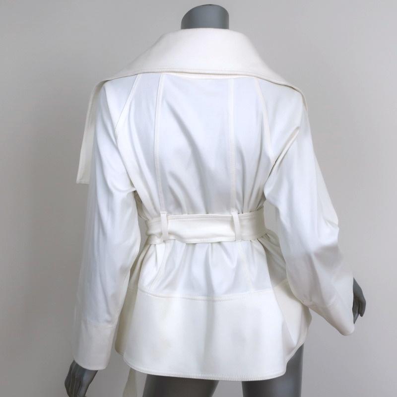 Charles Chang Lima Wrap Jacket White Stretch Cotton Size 8 - Celebrity Owned