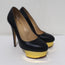 Charlotte Olympia Dolly Platform Pumps Navy Textured Leather Size 36