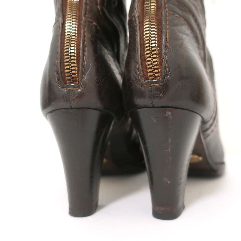 Chloe Ankle Boots Dark Brown Leather Size 40.5 High Heel Booties - Celebrity Owned