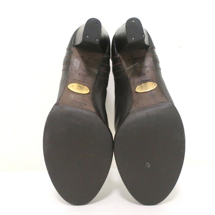 Chloe Ankle Boots Dark Brown Leather Size 40.5 High Heel Booties - Celebrity Owned