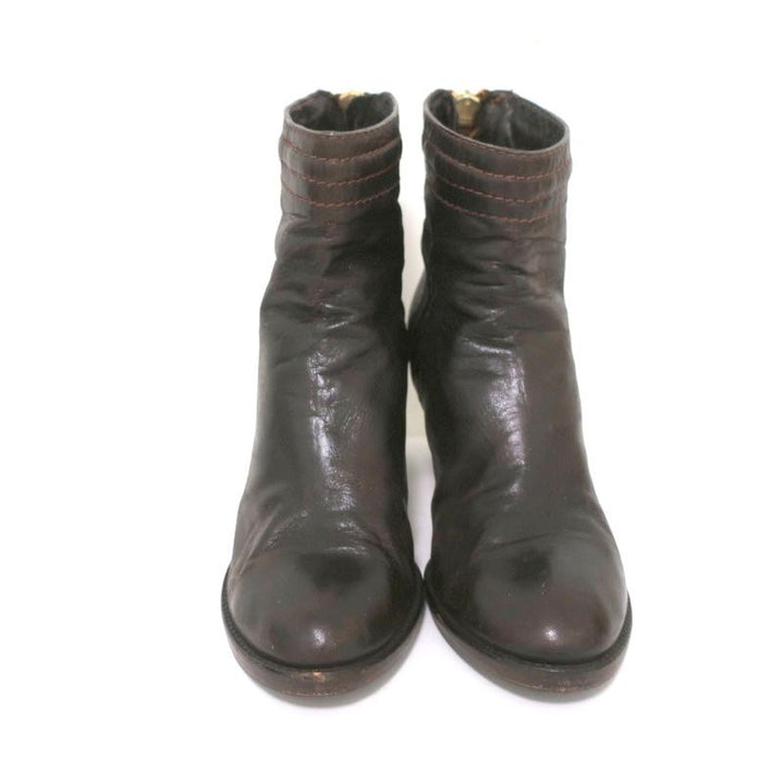 Chloe Ankle Boots Dark Brown Leather Size 40.5 High Heel Booties - Celebrity Owned