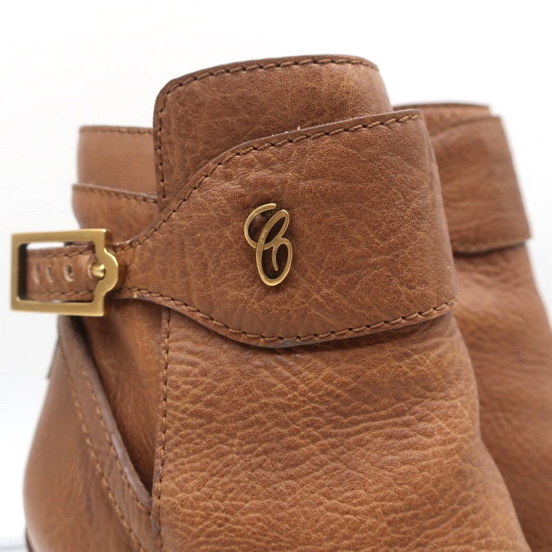 Chloe Ankle Strap Ankle Boots Brown Leather Size 39 High Heel Booties - Celebrity Owned