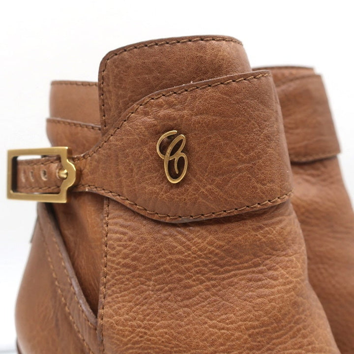 Chloe Ankle Strap Ankle Boots Brown Leather Size 39 High Heel Booties - Celebrity Owned