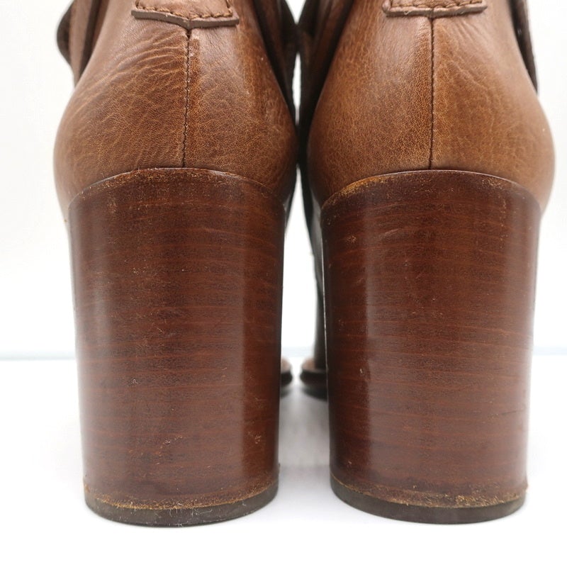 Chloe Ankle Strap Ankle Boots Brown Leather Size 39 High Heel Booties - Celebrity Owned