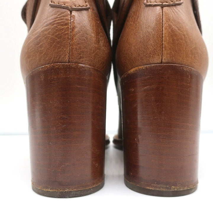 Chloe Ankle Strap Ankle Boots Brown Leather Size 39 High Heel Booties - Celebrity Owned