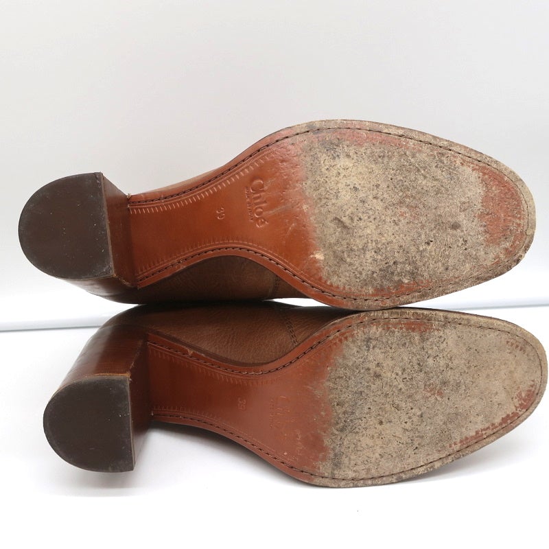 Chloe Ankle Strap Ankle Boots Brown Leather Size 39 High Heel Booties - Celebrity Owned