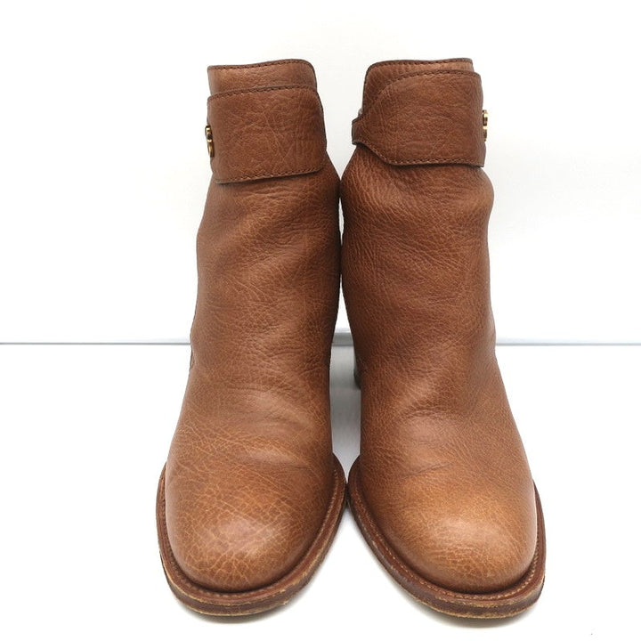Chloe Ankle Strap Ankle Boots Brown Leather Size 39 High Heel Booties - Celebrity Owned
