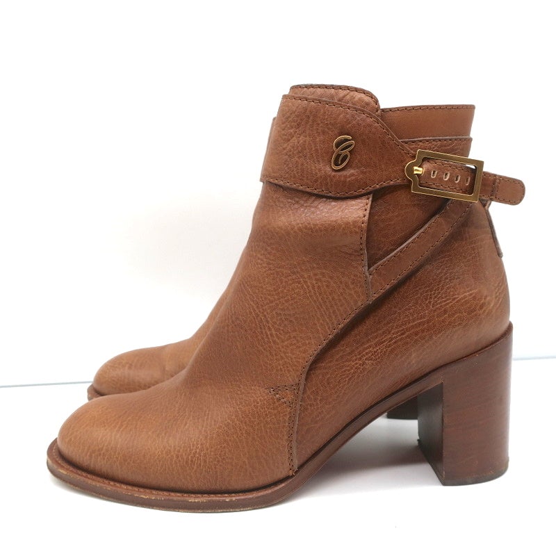 Chloe Ankle Strap Ankle Boots Brown Leather Size 39 High Heel Booties - Celebrity Owned