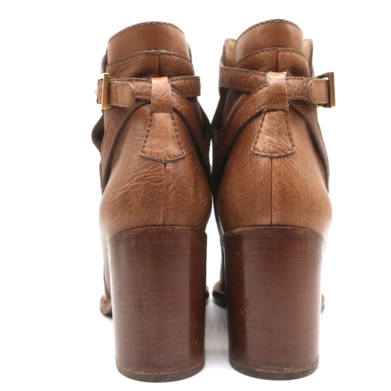 Chloe Ankle Strap Ankle Boots Brown Leather Size 39 High Heel Booties - Celebrity Owned
