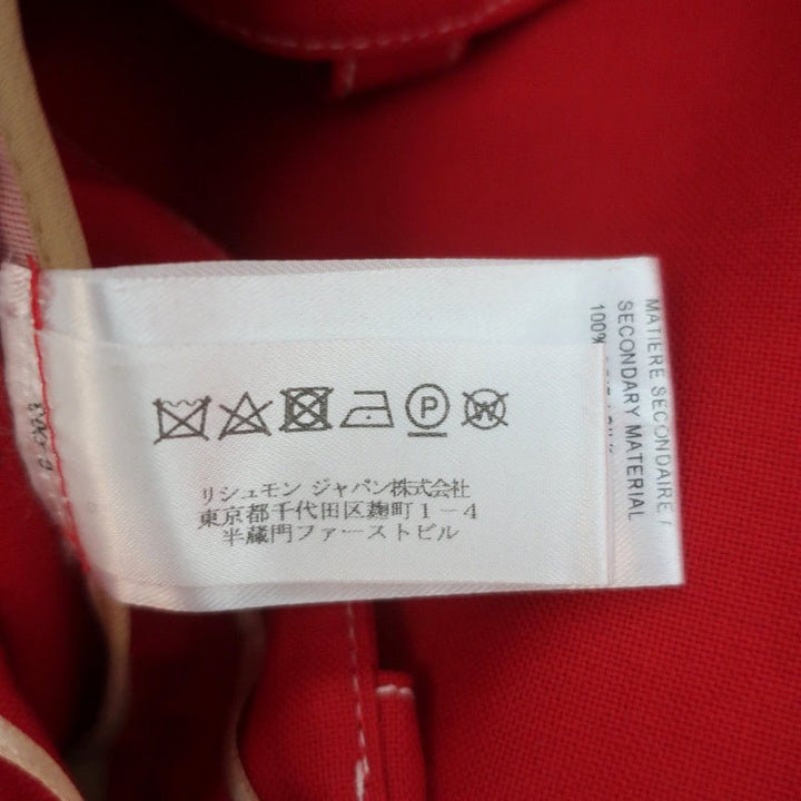 Chloe Contrast Stitch Pants Poppy Red Wool Twill Size 36 Cropped Trousers - Celebrity Owned