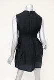 Chloe Dress Black Cotton Tie-Front Size 38 Raffia-Trim Sleeveless V-Neck Mini - Celebrity Owned