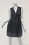 Chloe Dress Black Cotton Tie-Front Size 38 Raffia-Trim Sleeveless V-Neck Mini