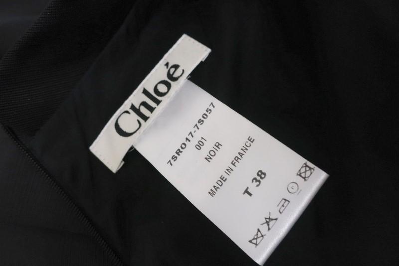 Chloe Dress Black Cotton Tie-Front Size 38 Raffia-Trim Sleeveless V-Neck Mini - Celebrity Owned