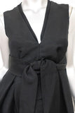 Chloe Dress Black Cotton Tie-Front Size 38 Raffia-Trim Sleeveless V-Neck Mini - Celebrity Owned