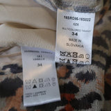 Chloe Dress Leopard Print Gauze Size 34 Long Sleeve Lace-Up Ruffled Hem - Celebrity Owned