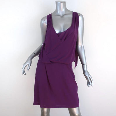 Chloe Dress Violet Draped Wool Size 40 Sleeveless Blouson Mini - Celebrity Owned