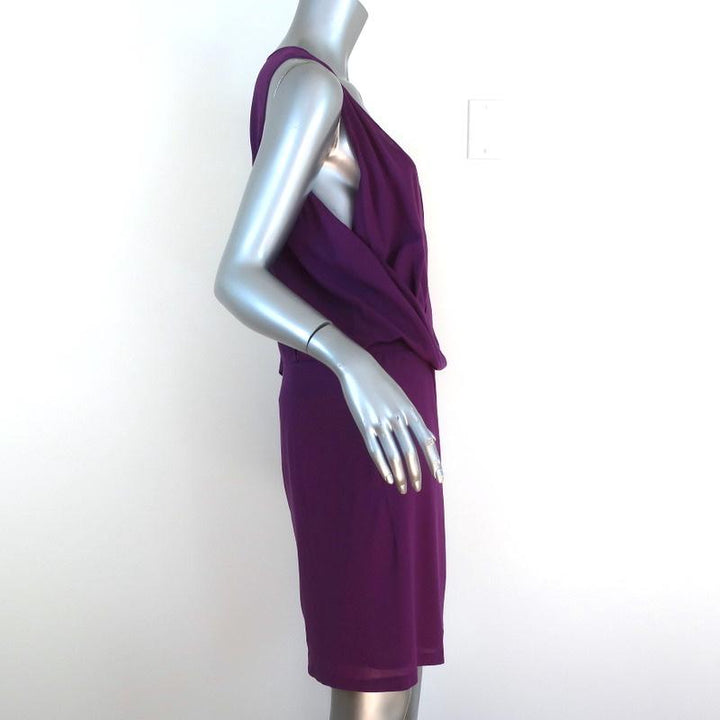 Chloe Dress Violet Draped Wool Size 40 Sleeveless Blouson Mini - Celebrity Owned