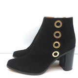 Chloe Grommet-Trim Ankle Boots Flo Black Suede Size 38.5 Pointed Toe Booties - Celebrity Owned