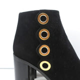 Chloe Grommet-Trim Ankle Boots Flo Black Suede Size 38.5 Pointed Toe Booties - Celebrity Owned