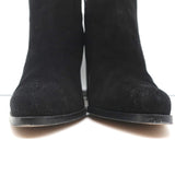 Chloe Grommet-Trim Ankle Boots Flo Black Suede Size 38.5 Pointed Toe Booties - Celebrity Owned