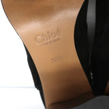 Chloe Grommet-Trim Ankle Boots Flo Black Suede Size 38.5 Pointed Toe Booties - Celebrity Owned