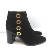Chloe Grommet-Trim Ankle Boots Flo Black Suede Size 38.5 Pointed Toe Booties - Celebrity Owned