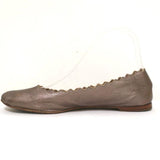 Chloe Lauren Ballet Flats Gold Metallic Scalloped Leather Size 37.5 - Celebrity Owned