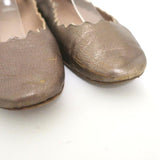 Chloe Lauren Ballet Flats Gold Metallic Scalloped Leather Size 37.5 - Celebrity Owned