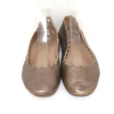 Chloe Lauren Ballet Flats Gold Metallic Scalloped Leather Size 37.5 - Celebrity Owned