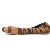 Chloe Lauren Scalloped Ballet Flats Tiger Print Calf Hair Size 41 - Celebrity Owned