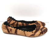 Chloe Lauren Scalloped Ballet Flats Tiger Print Calf Hair Size 41 - Celebrity Owned