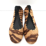 Chloe Lauren Scalloped Ballet Flats Tiger Print Calf Hair Size 41 - Celebrity Owned