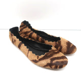 Chloe Lauren Scalloped Ballet Flats Tiger Print Calf Hair Size 41 - Celebrity Owned