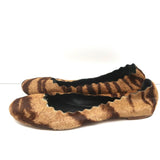 Chloe Lauren Scalloped Ballet Flats Tiger Print Calf Hair Size 41 - Celebrity Owned