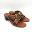 Chloe Mules Rony Brown Snake-Effect Leather Size 38 Mid-Heel Sandals NEW