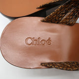 Chloe Mules Rony Brown Snake-Effect Leather Size 38 Mid-Heel Sandals NEW - Celebrity Owned