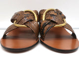 Chloe Mules Rony Brown Snake-Effect Leather Size 38 Mid-Heel Sandals NEW - Celebrity Owned