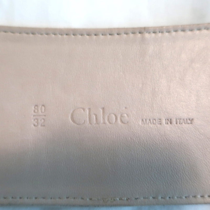 Chloe Tie-Front Wide Belt Floral Embroidered Light Pink Leather Size 80 US 32 - Celebrity Owned