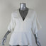 Chloe Top Cream Crepe Size 38 Short Sleeve V-Neck Blouse