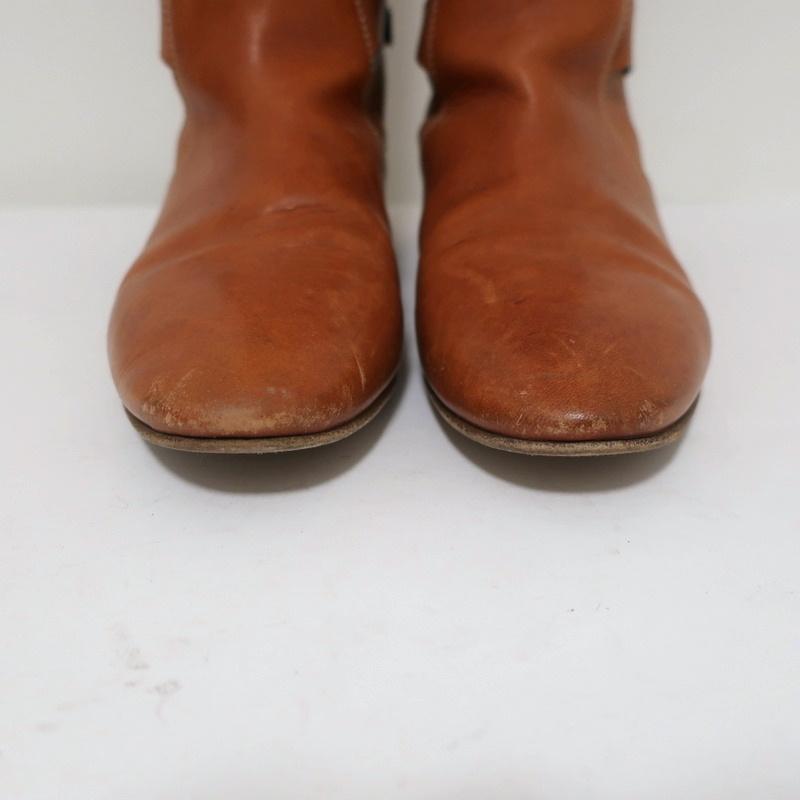 Chloe Tucson Riding Boots Brown Leather and Metal Size 39 Knee High Flat Boots - Celebrity Owned
