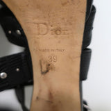 Christian Dior Bubble Sandals Black Lizard-Embossed Leather Size 39 Strappy Heel - Celebrity Owned