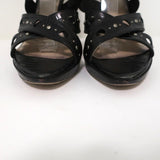Christian Dior Bubble Sandals Black Lizard-Embossed Leather Size 39 Strappy Heel - Celebrity Owned