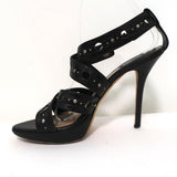 Christian Dior Bubble Sandals Black Lizard-Embossed Leather Size 39 Strappy Heel - Celebrity Owned