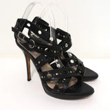Christian Dior Bubble Sandals Black Lizard-Embossed Leather Size 39 Strappy Heel - Celebrity Owned