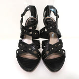 Christian Dior Bubble Sandals Black Lizard-Embossed Leather Size 39 Strappy Heel - Celebrity Owned