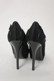 Christian Dior D Charm Pump Black Suede & Satin Size 37 Platform Heel - Celebrity Owned
