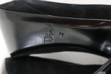 Christian Dior D Charm Pump Black Suede & Satin Size 37 Platform Heel - Celebrity Owned