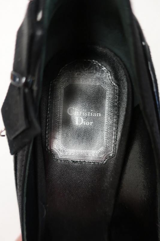 Christian Dior D Charm Pump Black Suede &amp; Satin Size 37 Platform Heel - Celebrity Owned